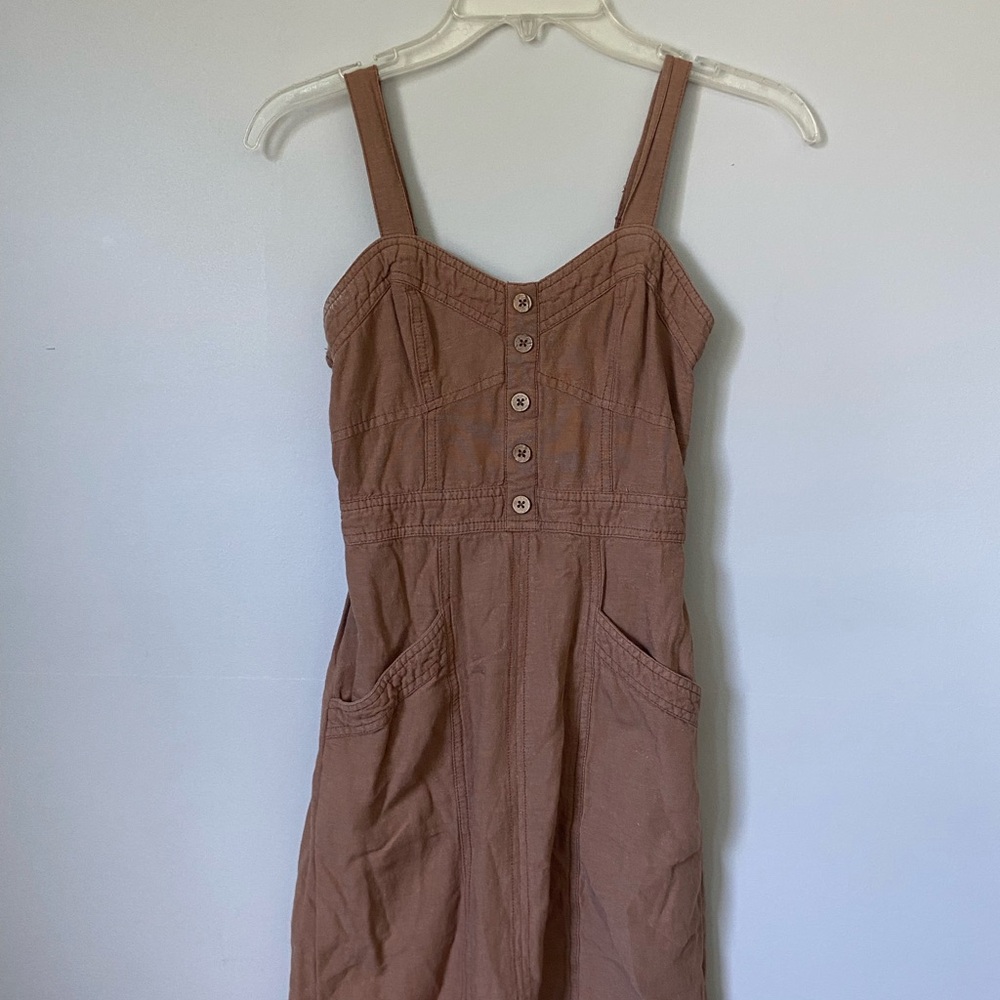 Brown Sleeveless Buttoned Mini Sundress